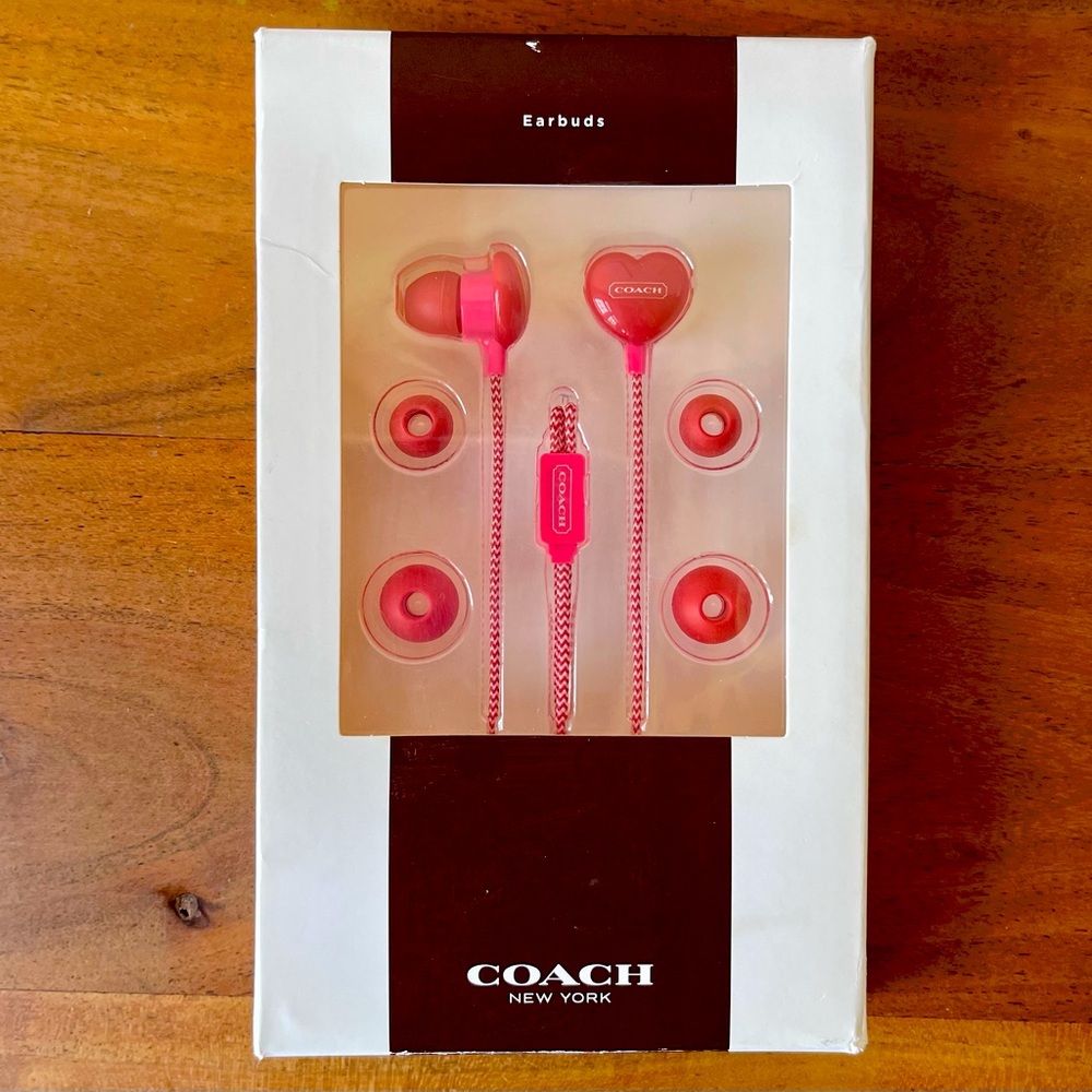 COACH Heart-Shaped In-Ear Wired Earbuds; NEW